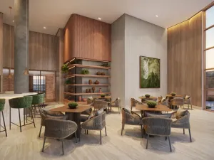 Perspectiva ilustrativa do salão de festas