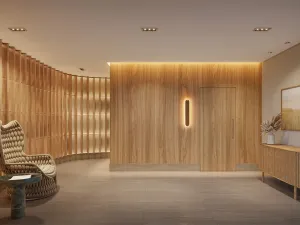 Perspectiva ilustrativa do hall