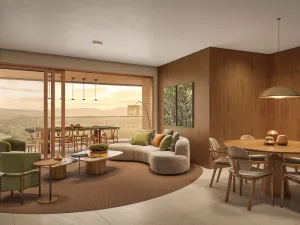 Living do apartamento de 192 m² com 4 suítes