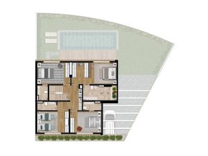 Piso superior da casa Jequitibá com 484 m² e 4 suítes