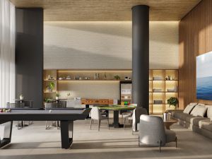 Perspectiva ilustrativa do salão de jogos