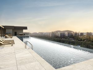 Perspectiva ilustrativa da piscina na cobertura