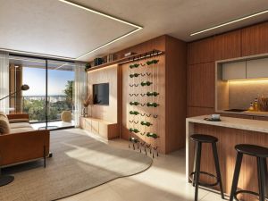 Living do apartamento de 96 m² com 3 dorms. (2 suíte)