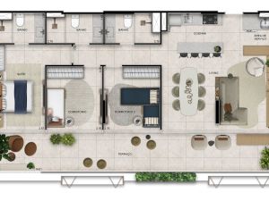 Apartamento de 116 m² com 3 dorms. (1 suítes)