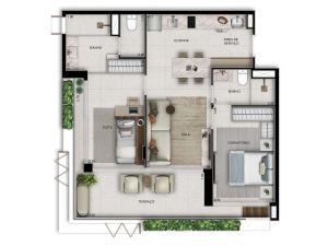 Apartamento de 72 m² com 2 suítes