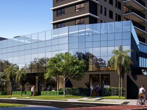 Perspectiva ilustrativa da fachada comercial