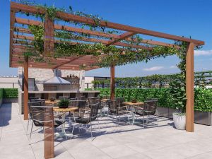 Perspectiva ilustrativa espaço gourmet externo