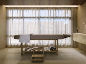 Perspectiva ilustrativa da sala de massgem