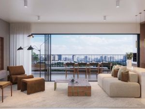 Living do apartamento de 117 m² (4º pav ao 13º Pav)